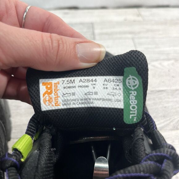 Timberland PRO 589 Radius Composite Toe Work Shoes Women's 7.5 Black/Purple EUC - Picture 10 of 11